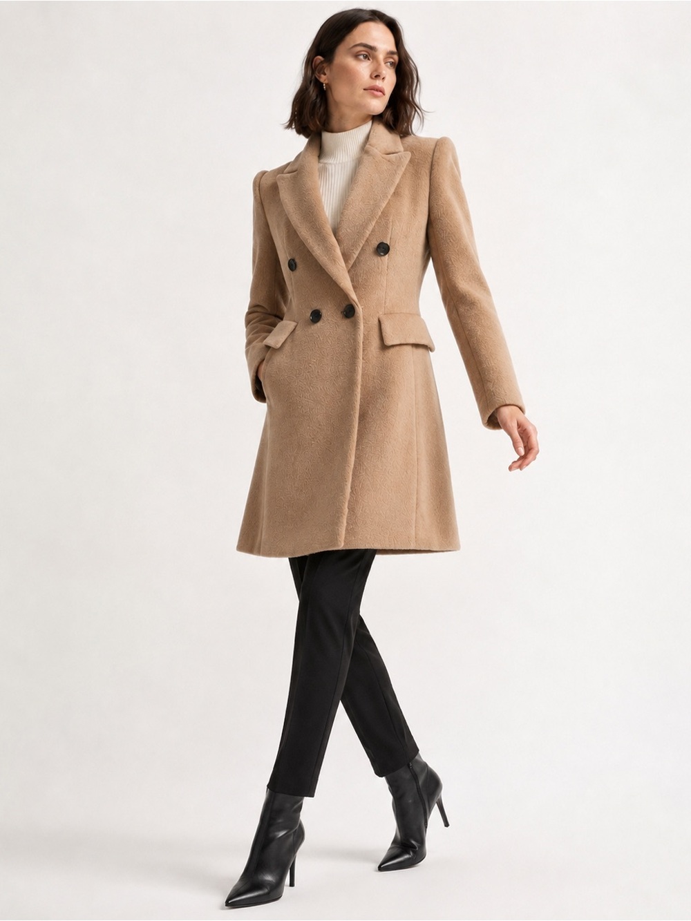 Kenneth Lynn Alpaca Wool Blend Double Breasted Camel Overcoat Size Small - Picture 2 of 16